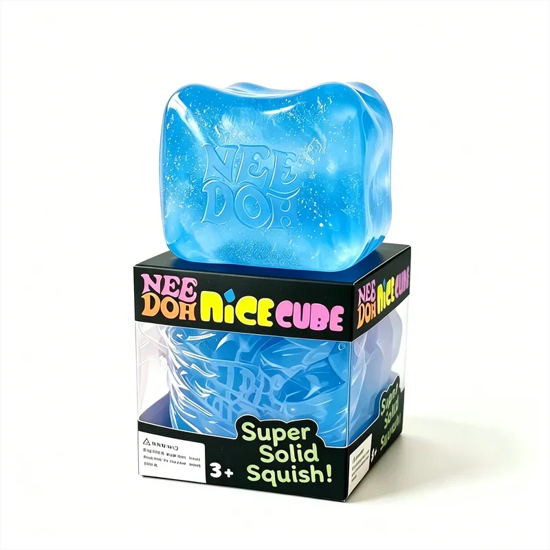 Needoh Nice Berg Giant Sensory Cube Maltose Toy 4 Pack Mini Baby Teenie Cube Squeeze Slow Rebound Stress Reliever Sensory Play