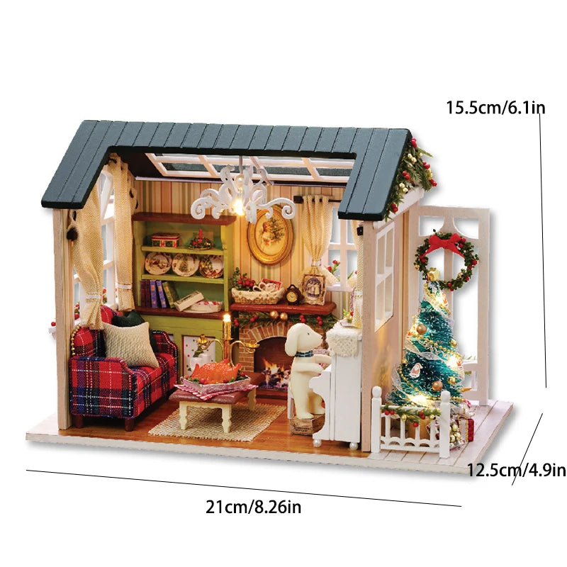 DIY Miniature Dollhouse Kit Assemble Puzzle 3D Wooden House Room Craft With Furniture LED Lights For Friends Birthday Gift Toys