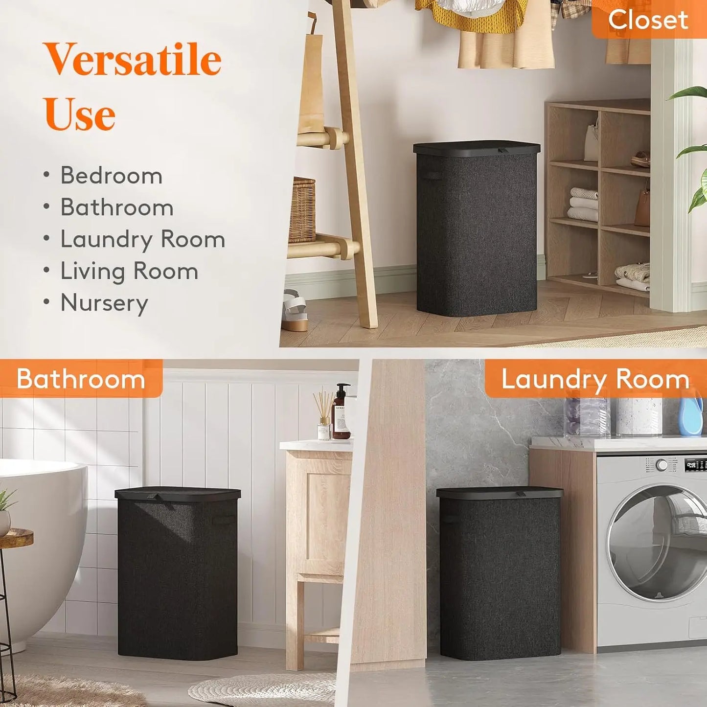 1PC Laundry Basket With Wheels And Lid,Closed Laundry Hamper,Suitable For Bedrooms,Bathtubs,Laundry,Dormitories