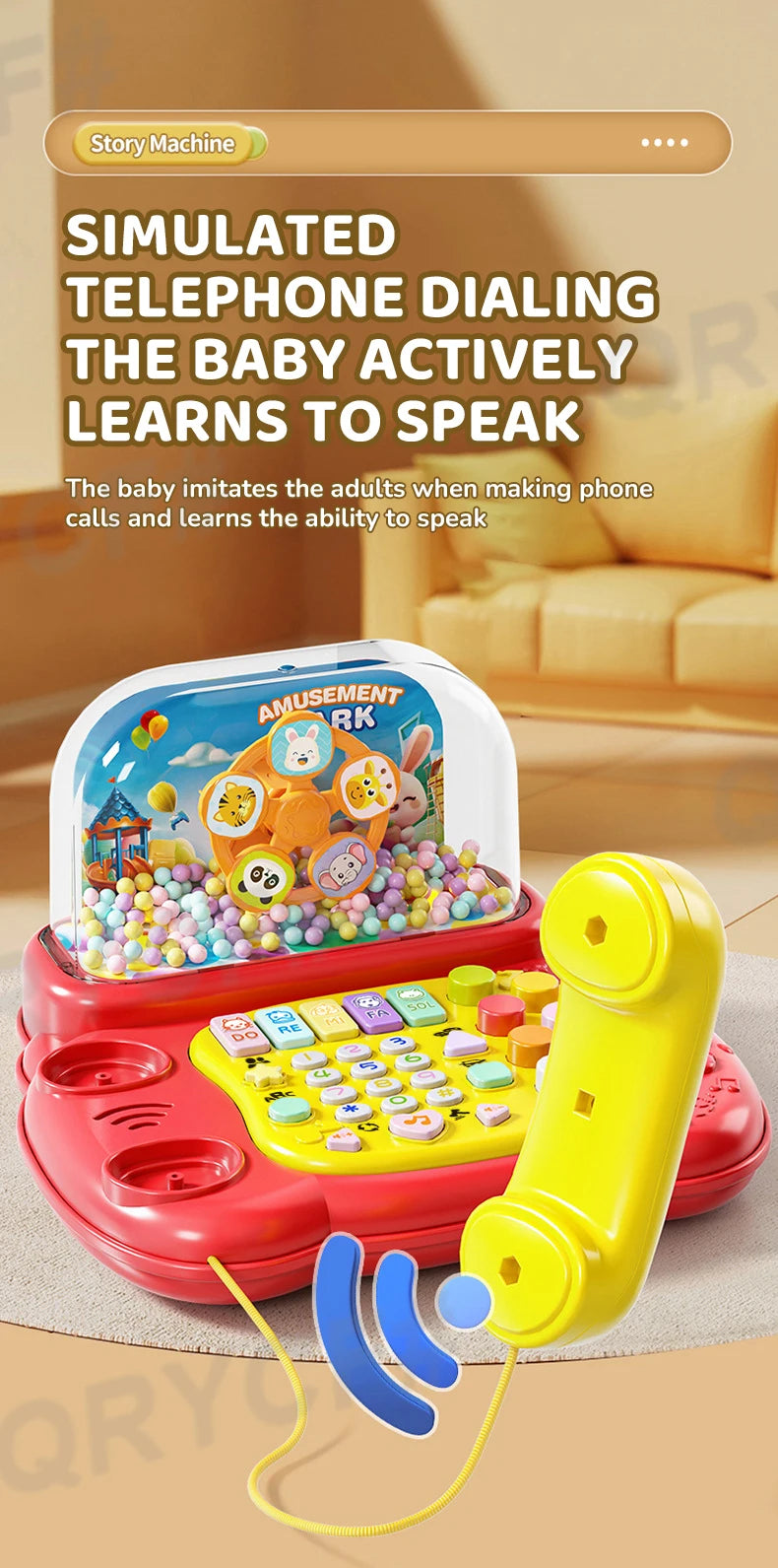 Simulation Telephone Toys Snowfiake Music Lights Story Machine Baby Mobile Phone Multi-functional Kids Education Christmas Gifts