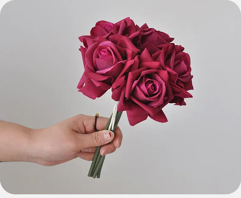 5 Head Curled Rose Bouquet with Artificial Moisture Sensation High-end Silk Flower Home Decoration Wedding Decoration