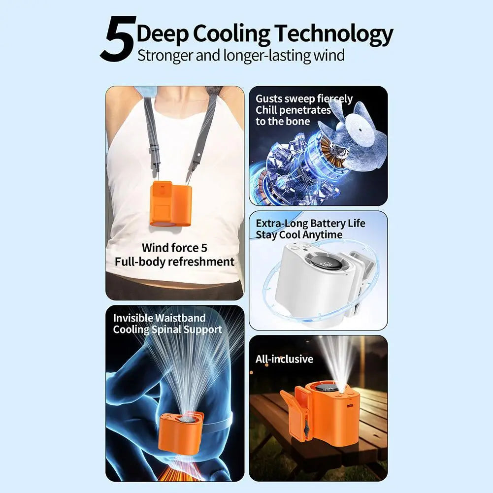 Semiconductor Cooling Car Fan USB Rechargeable Clip on Portable Desk Fans with LED Display 360 Rotation Quiet for Car Camping