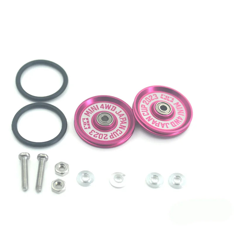 2pcs 15418 13-12mm Aluminum Alloy Guide Rollers 15461/15426 2023Jcup 95160 19mm Roller With Rubber Ring Tamiya Mini 4WD Homemade