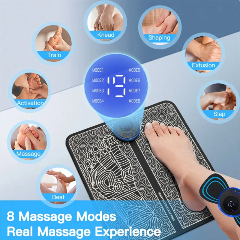 Electric EMS Foot Massager Pad Portable EMS Muscle Stimulation Massage Mat Relief Pain Relax Feet Slimming Shaping