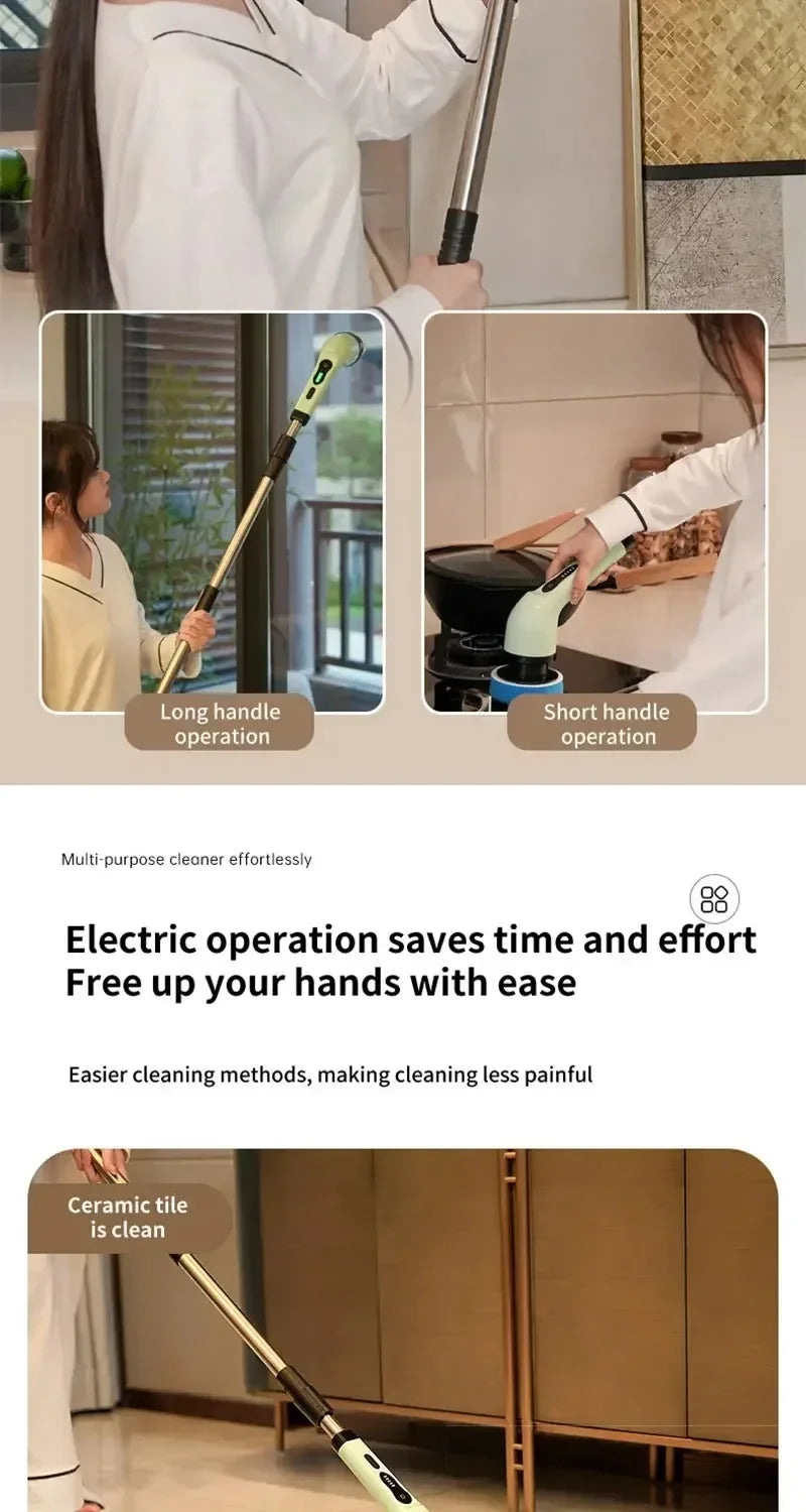 Cordless Electric Spin Scrubber Multipurpose Power Cleaning Brush For Bathroom Kitchen Tile Grout Floor Stain Removal