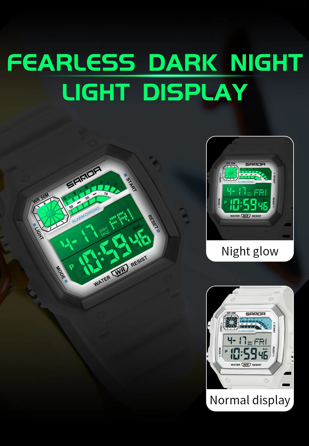 SANDA Outdoor Sport Electronic Watch Men Multifunction Watches Alarm Clock Chrono Waterproof LED Digital Double Time Watch