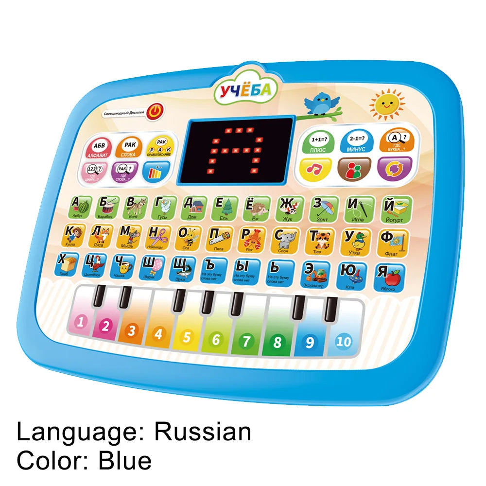 English/Spanish/Russian/Portuguese Interactive Learning Tablet for Kids 3-5, Educational Toys Learn Alphabet, Number, Music & Wo