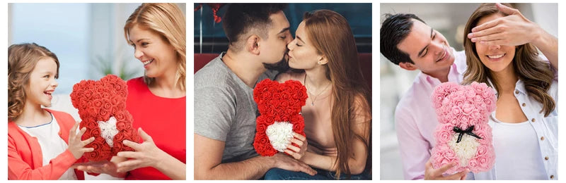 Girlfriend Gifts 25cm/40cm Soap Foam Bear Rose Teddy Rose Bear Artificial Flowers Wedding Birthday Valentines Gift for Women