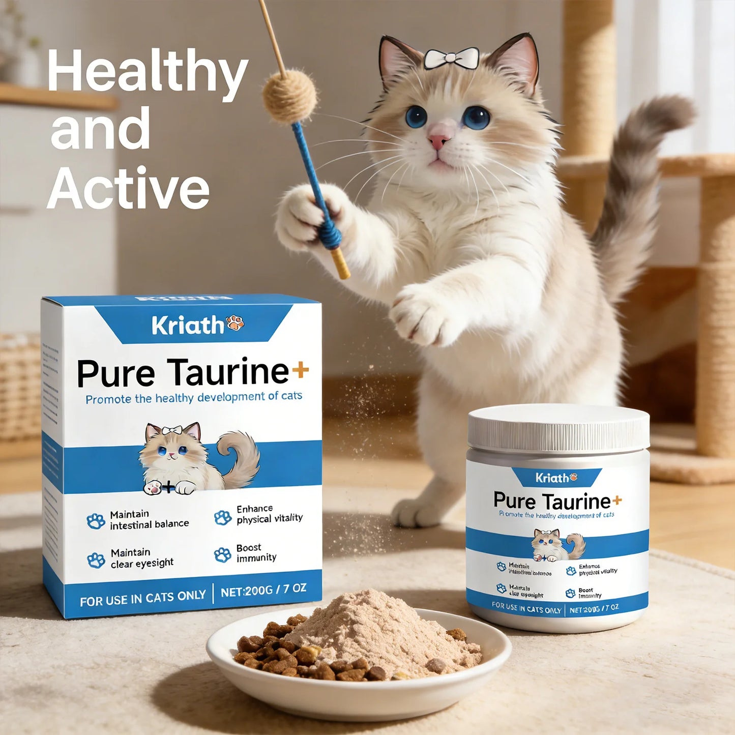 Cats Taurine Powder Supporting Heart Health Maintaining Normal Visual Functions Rich in Nutrients Kitten Daily Care Supplements