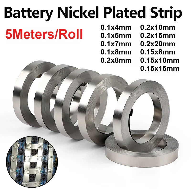 5M/ Roll Nickel Strip for 18650 Battery Cell Welding - Compatible with Spot Welding Machines, for DIY Battery Packs