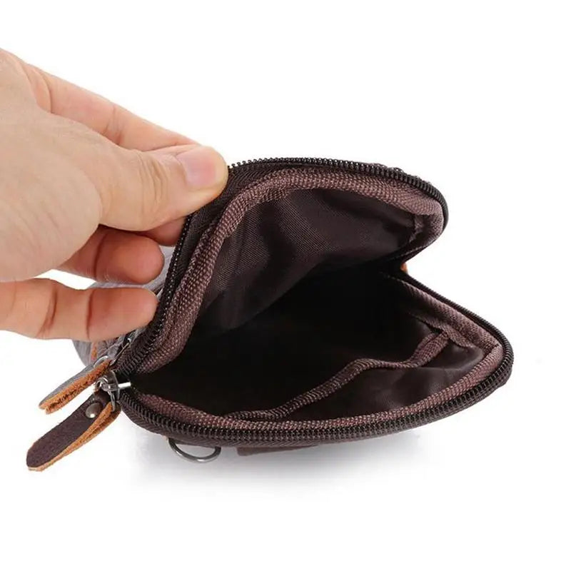 Leather Waist Bag Men's Mobile Phone Bag Wearing Belt Outdoor Sport One Shoulder Small Bag Doing Business Crossbody Bags