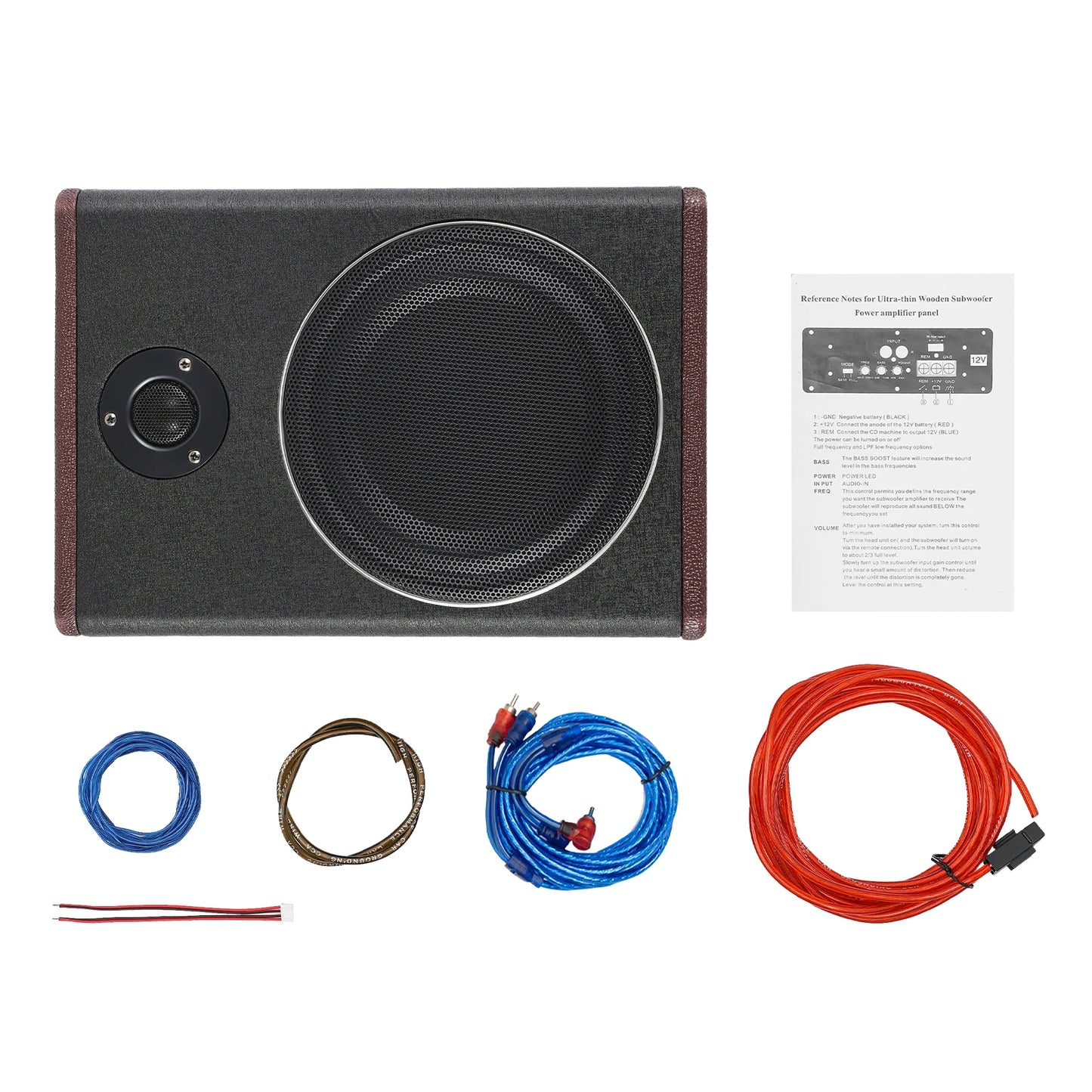 8 Inch 600W Underseat Car Audio Ultra Slim Compact Active Subwoofer System Loud Sound Audio Active Bass Box