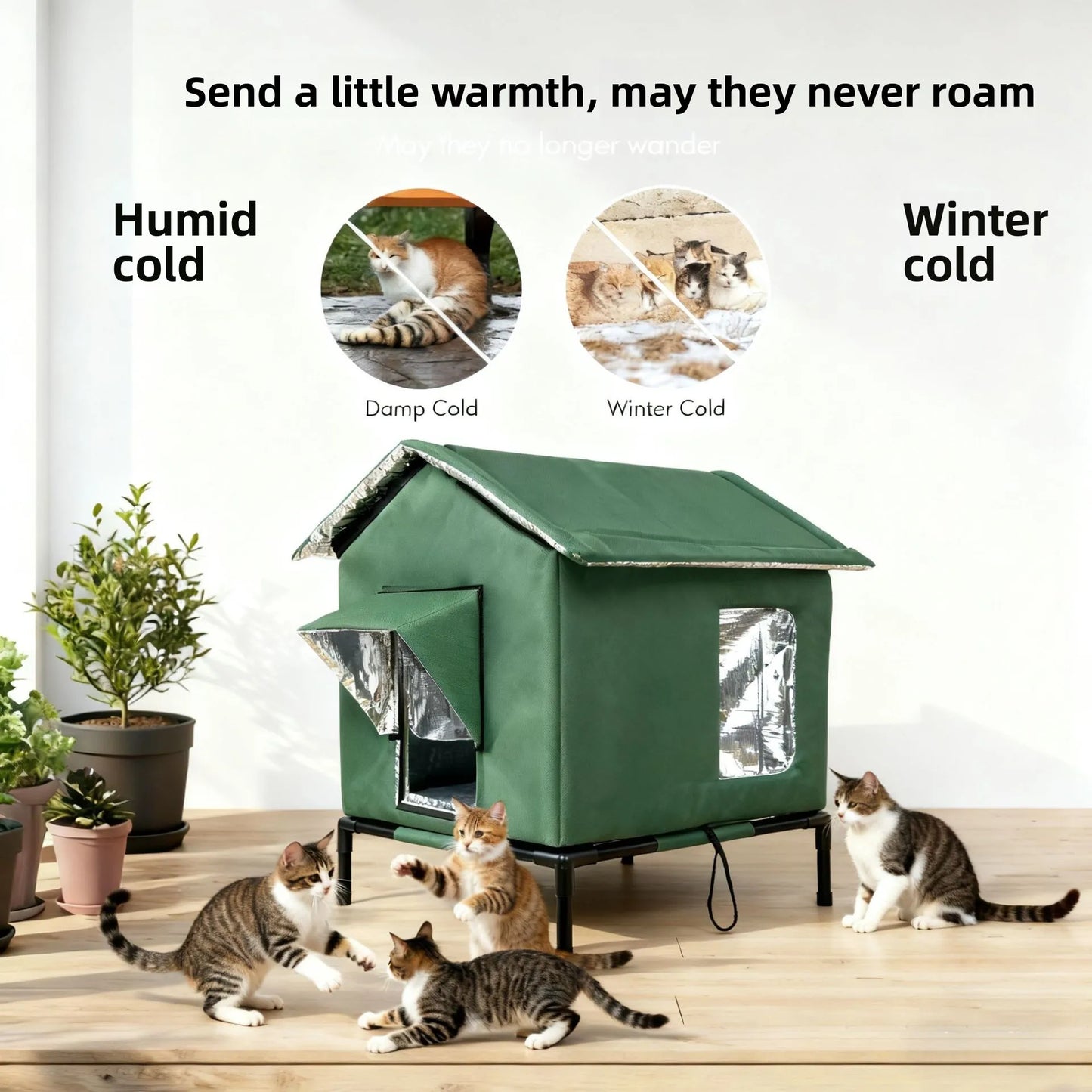 Outdoor waterproof cat house, detachable and height increasing waterproof stray cat house, foldable winter cat nest, pet nest