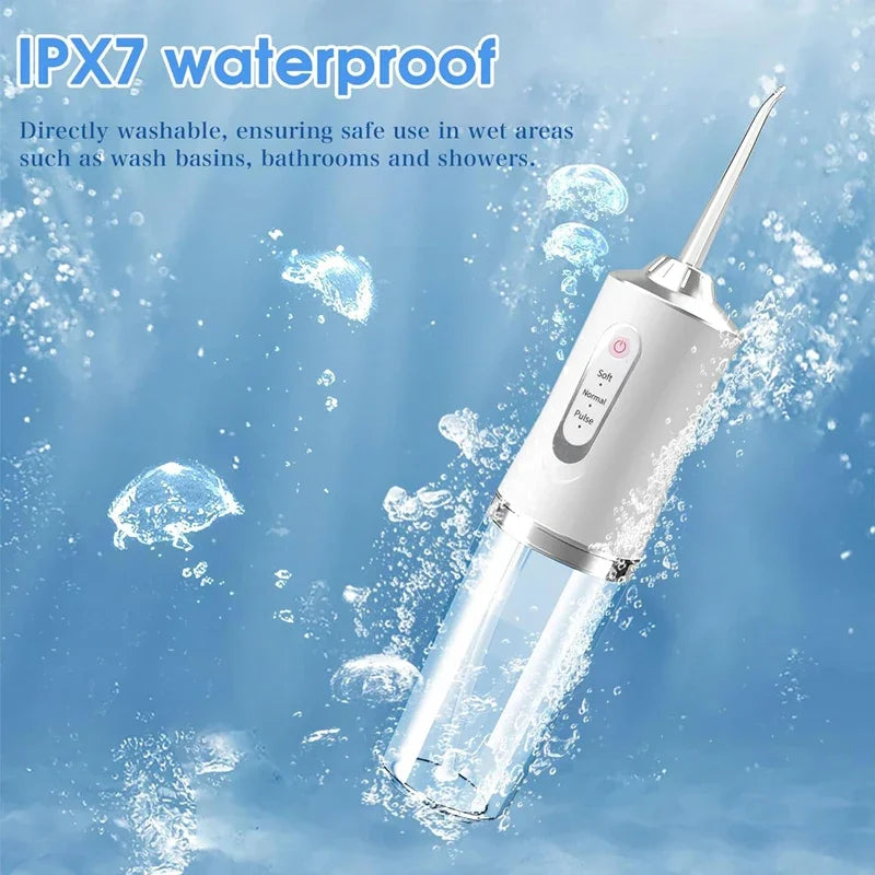 Professional Portable Cordless Water Flosserfor Teeth, Rechargeable Oral Irrigator with 3 Modes & Water Drill, IPX7 Waterproof