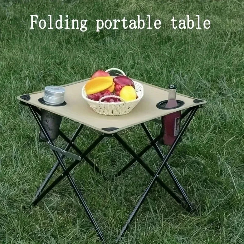 Portable Foldable Beach Table Hollow Edge Cloth Dining Table Waterproof Outdoor Camping Picnic Desk for Sand Garden