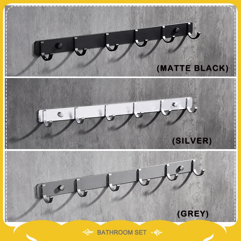 Space Aluminum With Multiple Robe Hooks Hanging Clothes Key Storage Hooks Save Space Towel Rack With Hook Bathroom Accessories
