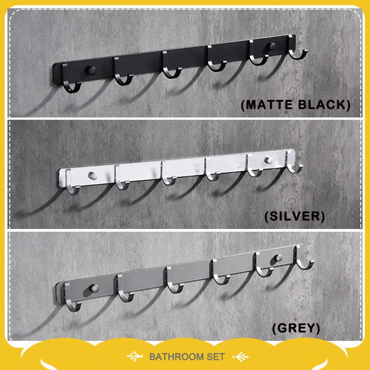 Space Aluminum With Multiple Robe Hooks Hanging Clothes Key Storage Hooks Save Space Towel Rack With Hook Bathroom Accessories