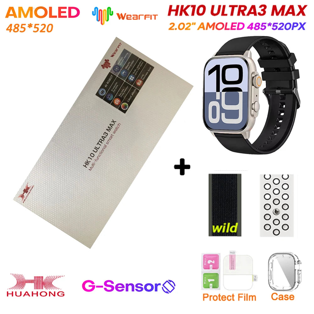 Original HK10 Ultra 3 MAX SmartWatch 2025 For Man Women 49mm HD AMOLED 4GB ROM AI ROBOT NFC GPS Smart Band Watch For IOS Android