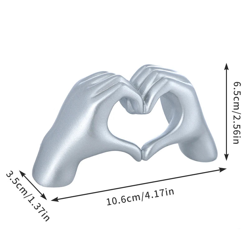 Gold Decoration, Heart Hand Statue Living Room Bedroom Decoration, Love Finger Modern Hand Gesture Sculpture Home Shelf Desktop