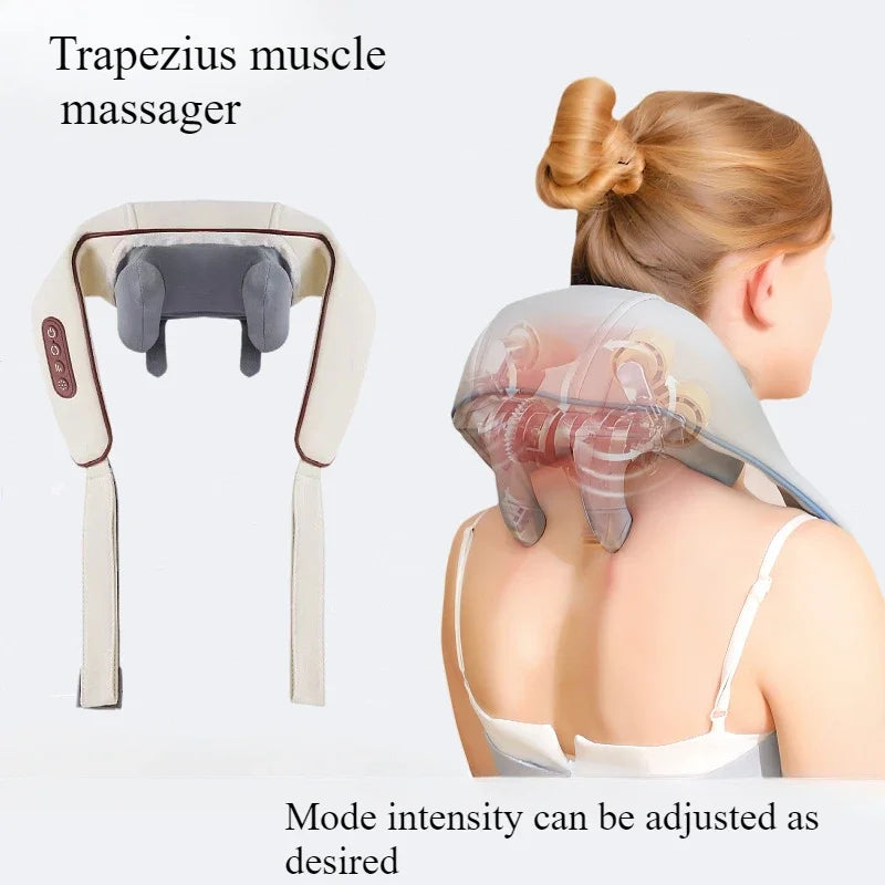 New USB Tape Neck Shiatsu Massage Belt Neck Back Shoulder and Neck Massager U-shape Electric Neck Massager with long-las