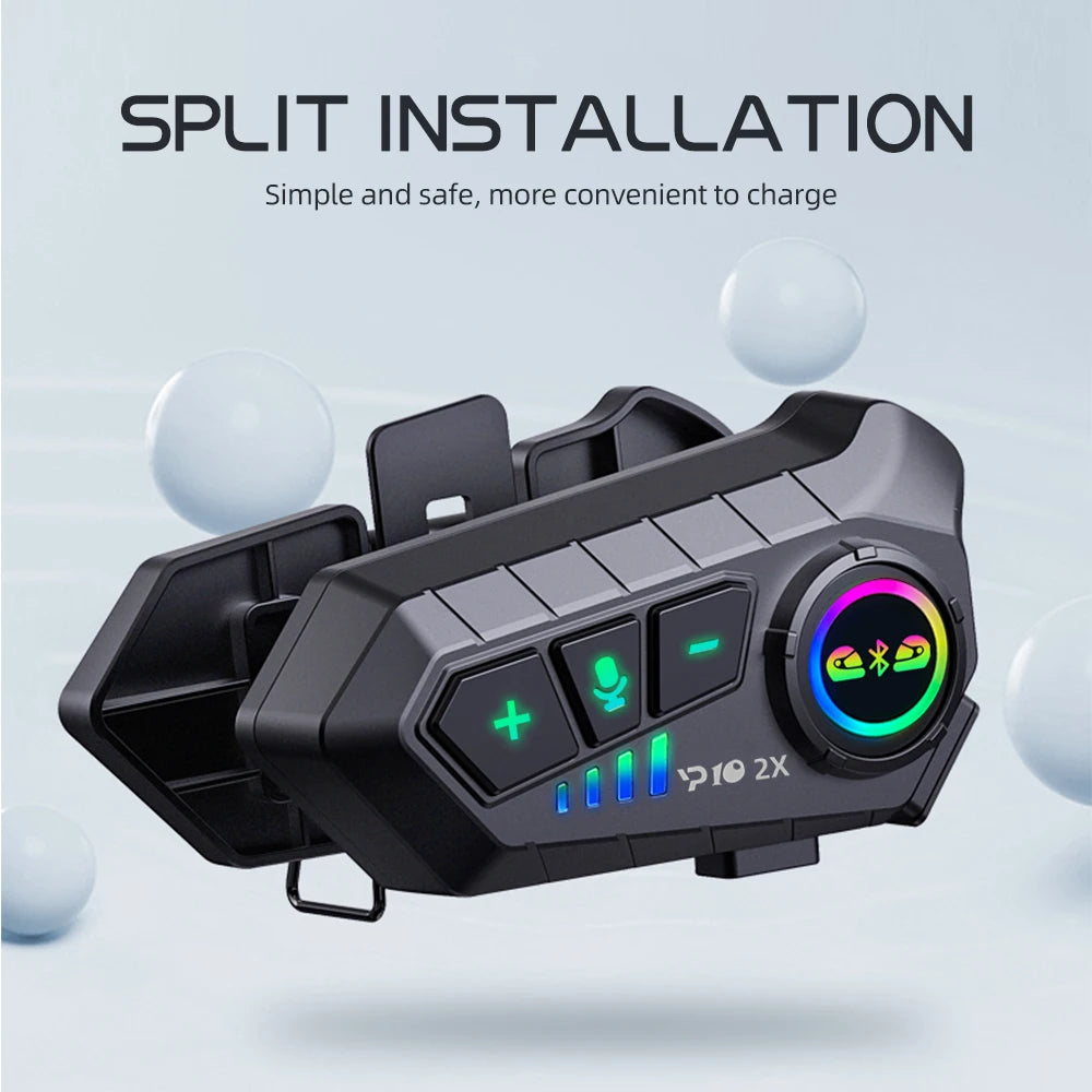 Kebidumei YP10 2X Wireless Bluetooth5.3 Motorcycle Helmet Intercom Headset Waterproof 300 m Intercomunicador Speaker Earphone