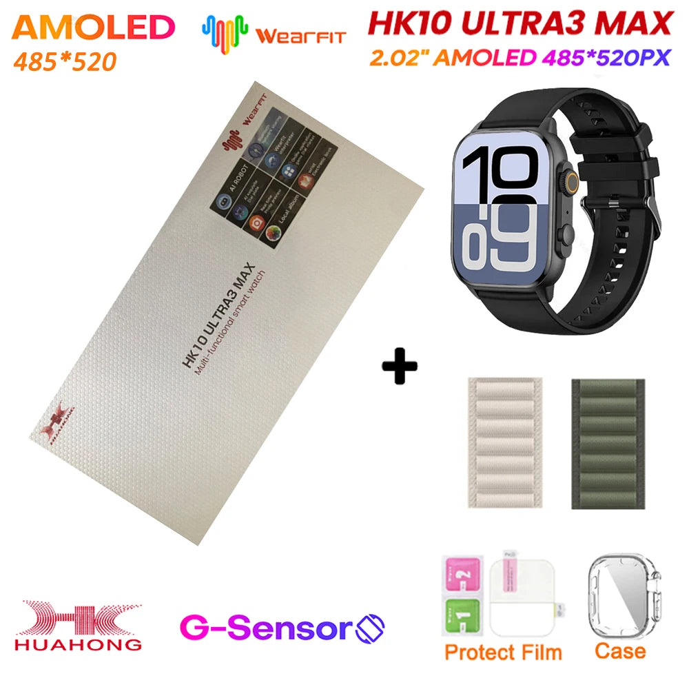 Original HK10 Ultra 3 MAX SmartWatch 2025 For Man Women 49mm HD AMOLED 4GB ROM AI ROBOT NFC GPS Smart Band Watch For IOS Android