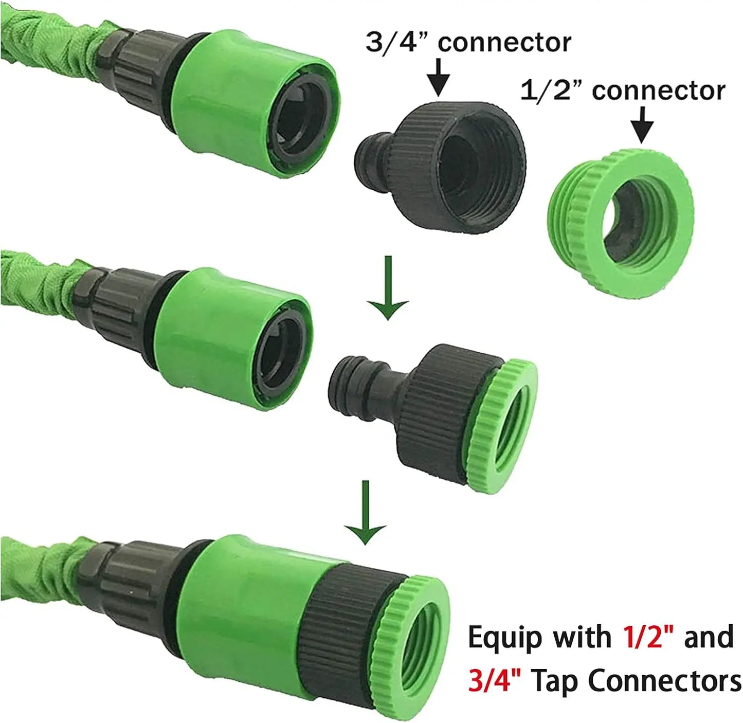 BRIEFNESS Retractable Garden Hose Heavy Duty 3X Flexible Anti Kink Water Pipe 7 Function Nozzle for Car Wash Garden Irrigation