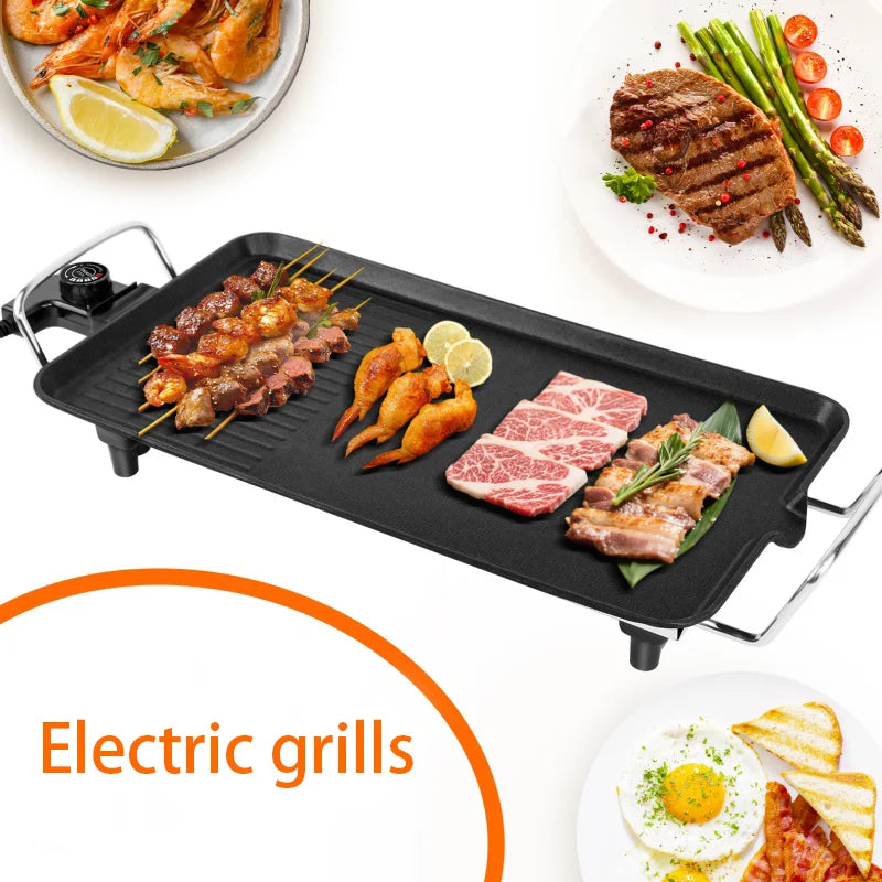 BBQ Electric Grill, Removable Grill Rack, 5 Adjustable Temperatures, Portable 1500 Watts, For Indoor/Outdoor/Camping
