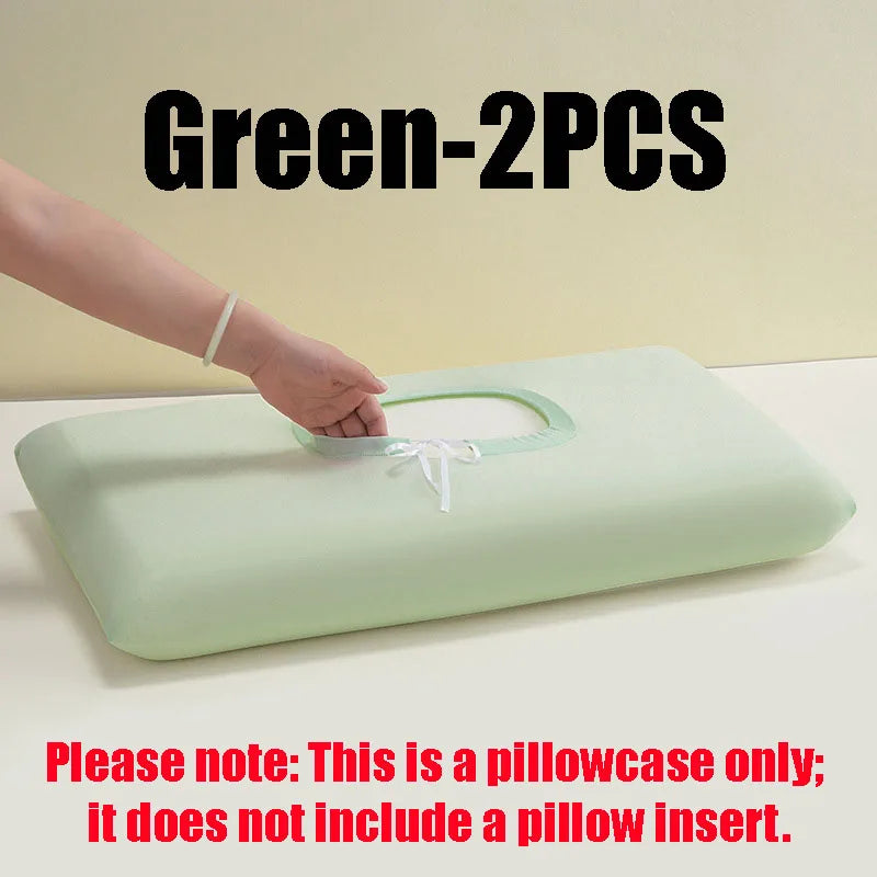 Summer Ice Silk Cooling Pillow Case, Open Style Elastic Edge Cover, Breathable Cool Feel Soft Pillow Protector for Better Sleep