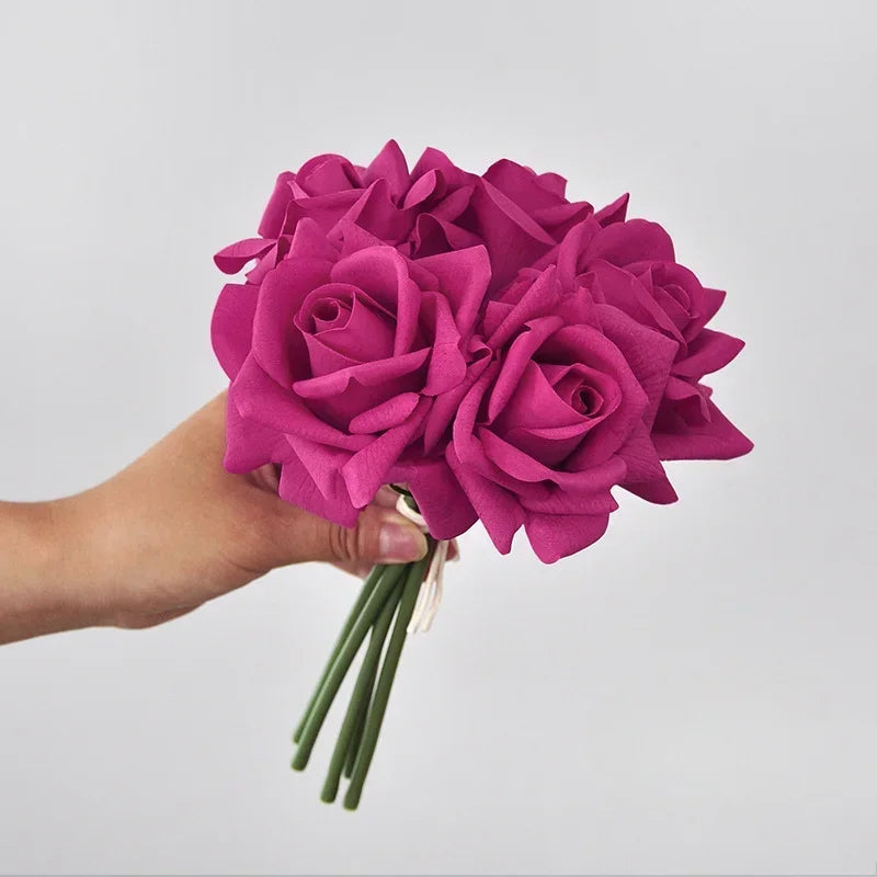 5 Head Curled Rose Bouquet with Artificial Moisture Sensation High-end Silk Flower Home Decoration Wedding Decoration