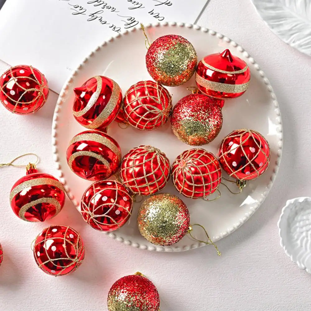16PCs/Box 6cm Shiny Glitter Christmas Ball Ornaments Shatterproof Christmas Tree Hanging Ornaments Pendants Party Decorations