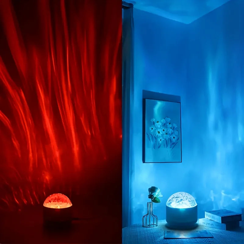 LED Aurora/Water Ripple Projector Light Starry Sky Galaxy Night Light Remote 16 Colors Auto Rotate Ambient Light for Home Room