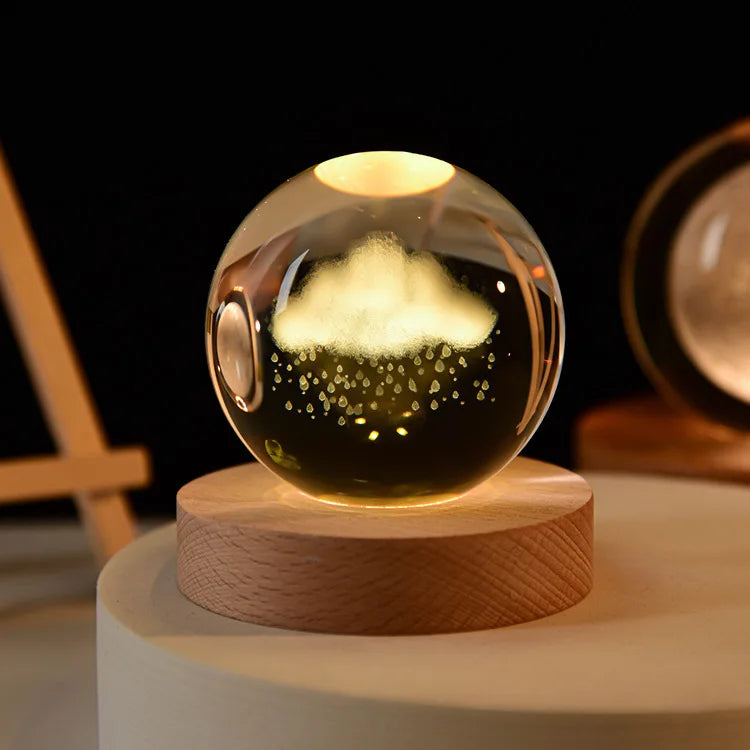 6cm 3D Crystal Ball Crystal Planet Night Light Laser Engraved Solar System Globe Astronomy Birthday Gift Home Desktop Decoration