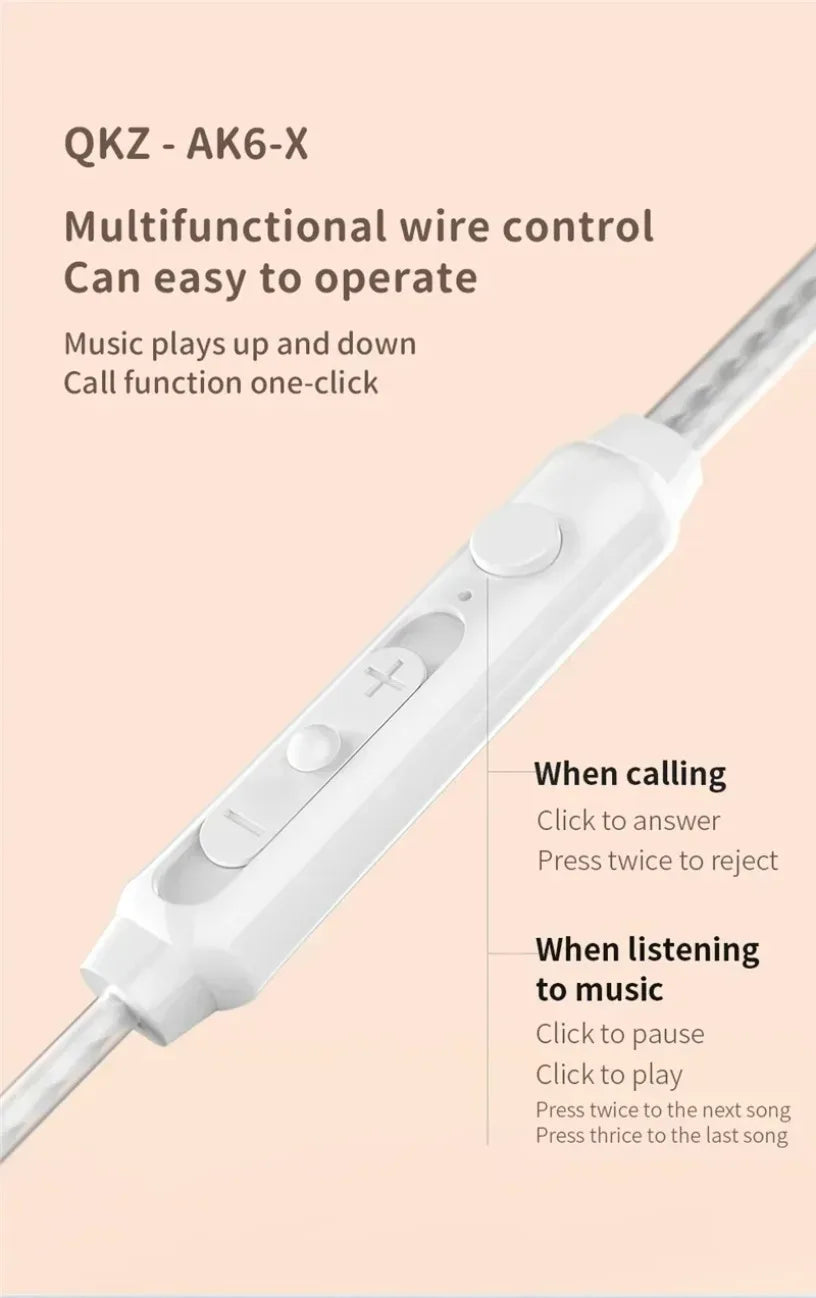 QKZ CK5 FiLe Wired Earphone with Microphone HiFi Music Earphone Professional Gaming And Sports Noise Cancelling Headphones