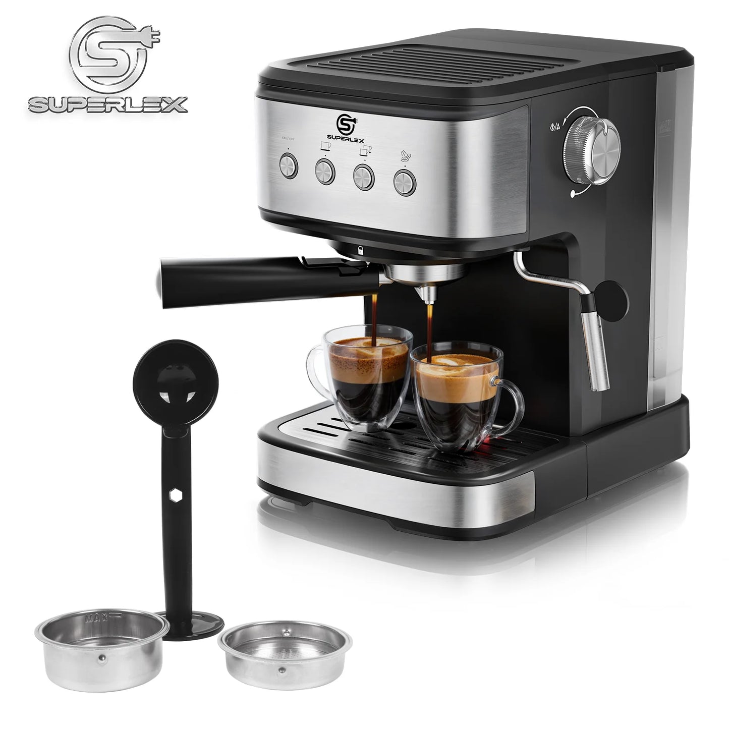 SUPERLEX Semi Automatic Italian Coffee Machine 1100W Pressure High-pressure Extraction and Milk Froth Two in One Coffee Machine