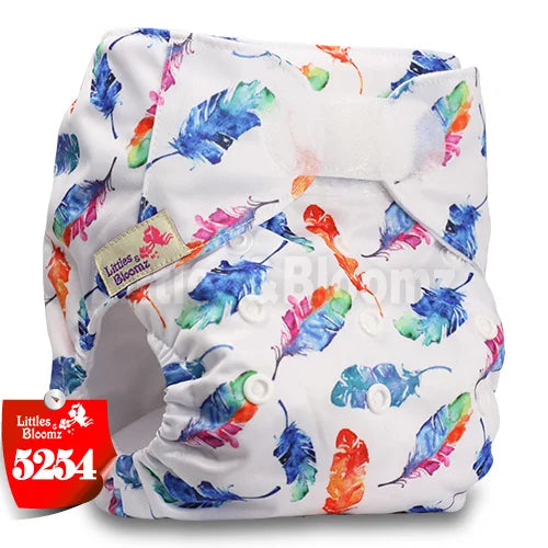 [Littles&Bloomz] Baby Washable Reusable Real Cloth STANDARD Hook-Loop Pocket Nappy Diaper Cover Wrap, suits Birth to Potty