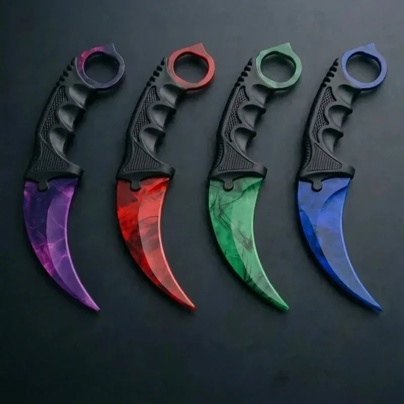 Unsharpened Safety Karambit Gift Knife Toy No Sharp Blade Cosplay Prop Plastic Training Knife for Role Play Game Collection