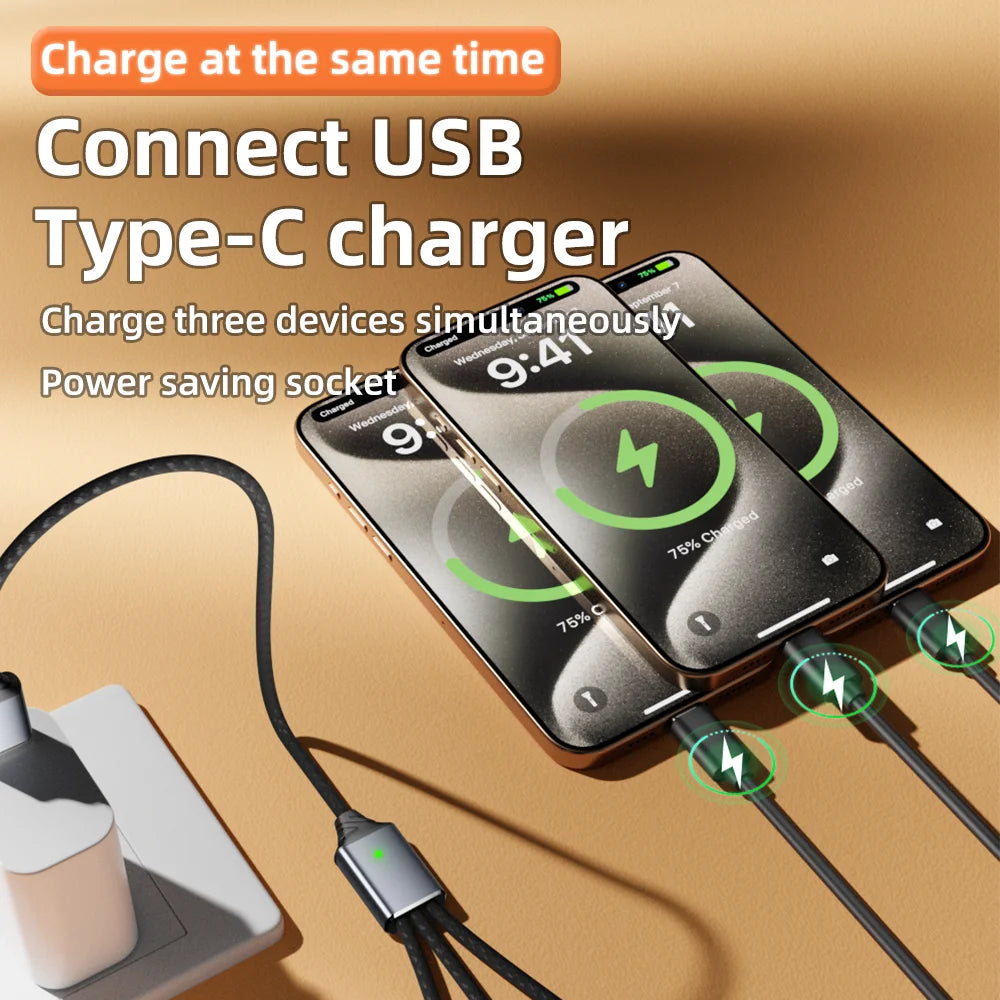 3 in 1 USB A & Type C Splitter HUB Expansion Cable Multi Port Expander OTG Adapter Fast Charging Data Sync for Phone Tablet