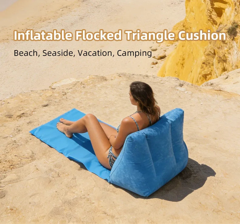 Inflatable Beach Mat, Inflatable Pvc Flocking Inflatable Triangle Pad, Flocking Triangle Pad, Inflatable Beach Cushion