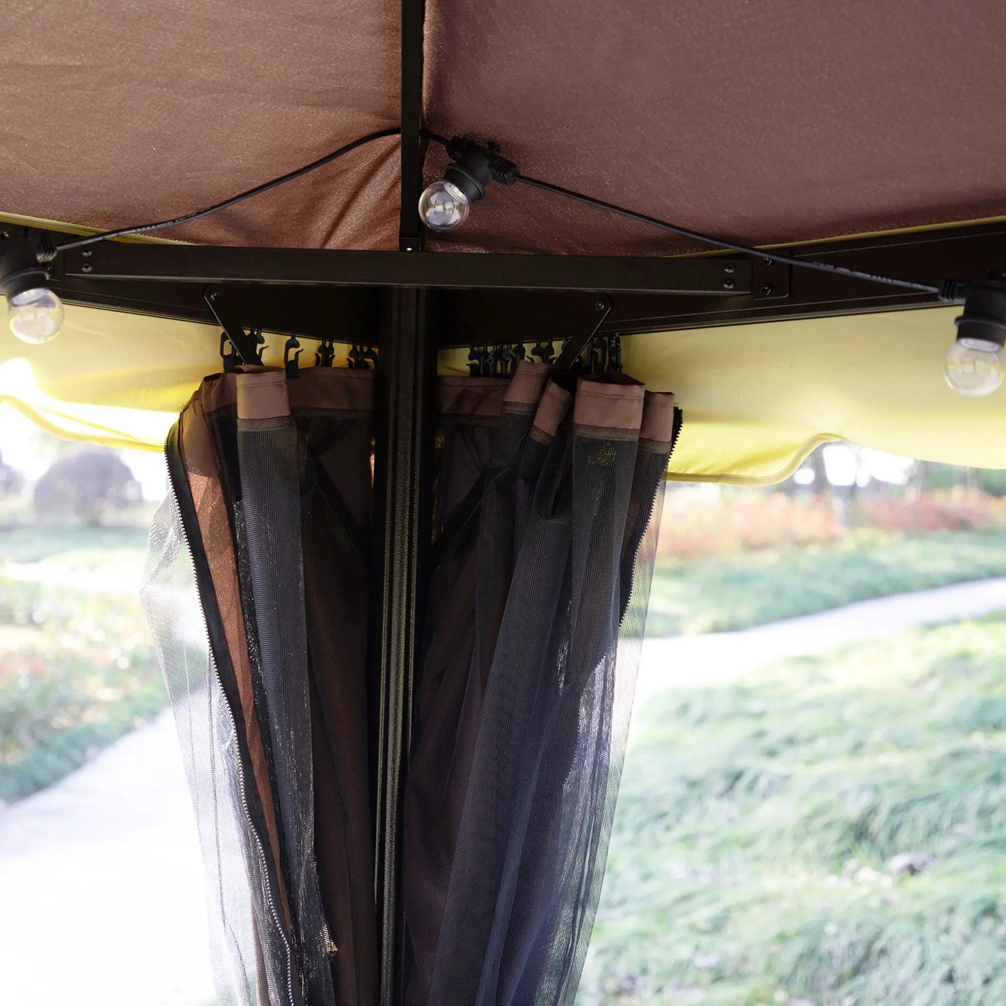 Outsunny 3 x 4m Aluminium Garden Gazebo, Marquee Canopy Shelter Pavilion Party Tent with Nets and Curtains