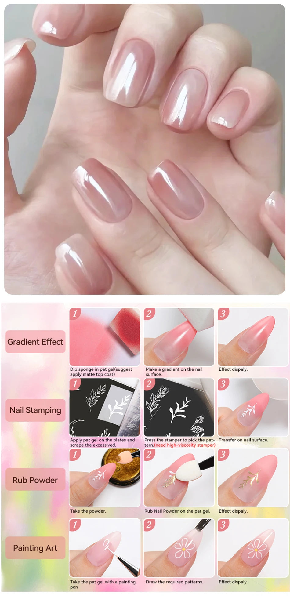 UR SUGAR 9 Colors Pat Painting Gel Nail 4 In 1 Semi Permanent Soak Off UV LED Nails Used For Gradient Stamping Pattern
