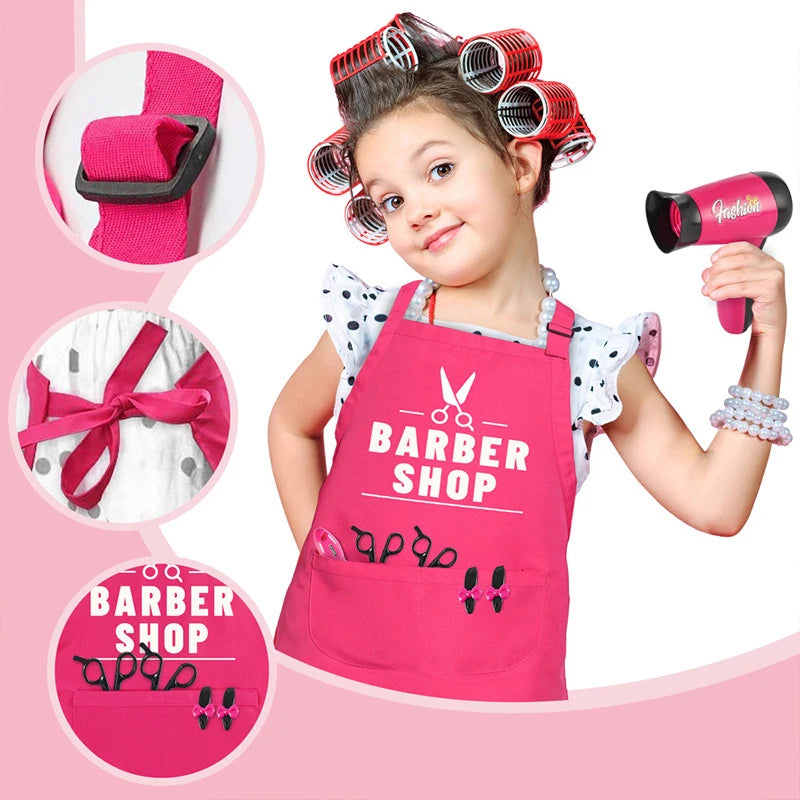 Girls' Play Hairdresser Kit with Accessories & Apron - Mixed Colors, No Plating