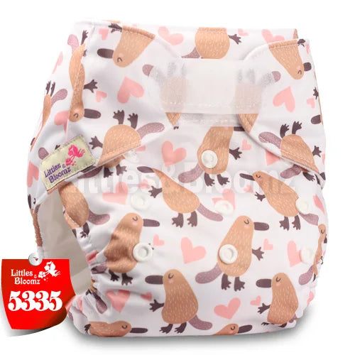 [Littles&Bloomz] Baby Washable Reusable Real Cloth STANDARD Hook-Loop Pocket Nappy Diaper Cover Wrap, suits Birth to Potty