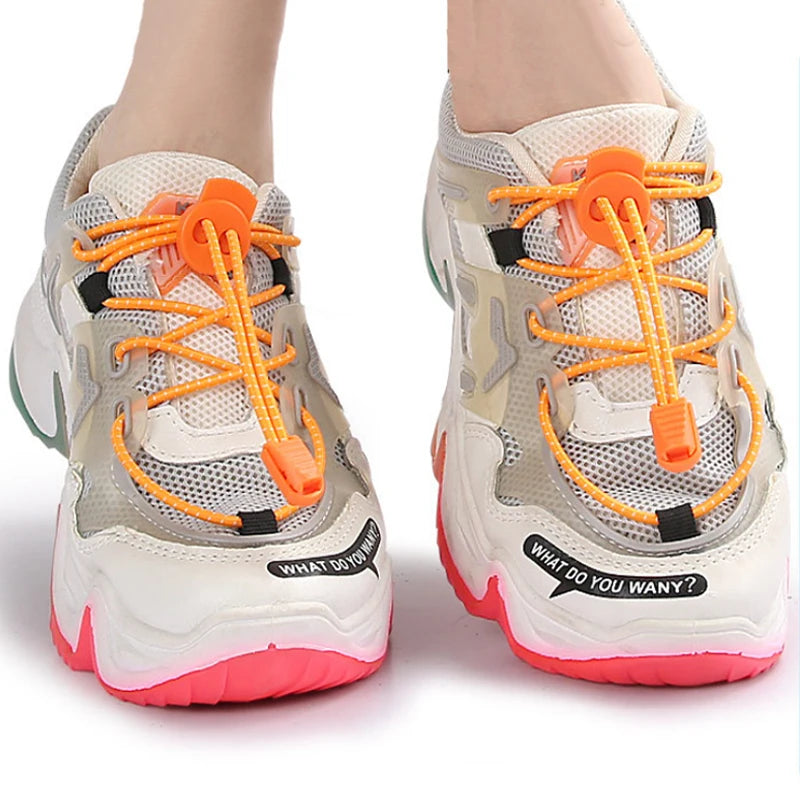 1Pair/3Pair Round Elastic Shoelace No-Tie Shoelaces for Sneakers and Casual Shoes Quick-On Quick-Off Laces