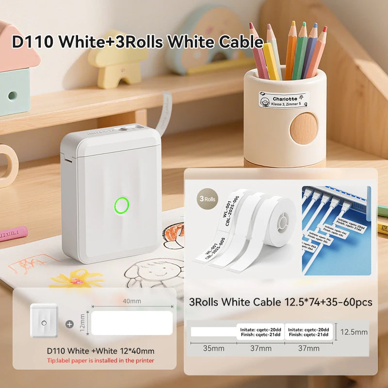 NIIMBOT D110 Upgraded Version Thermal Label Printer Mini Portable Smart Label Maker With Tape for Office Home Kitchen School