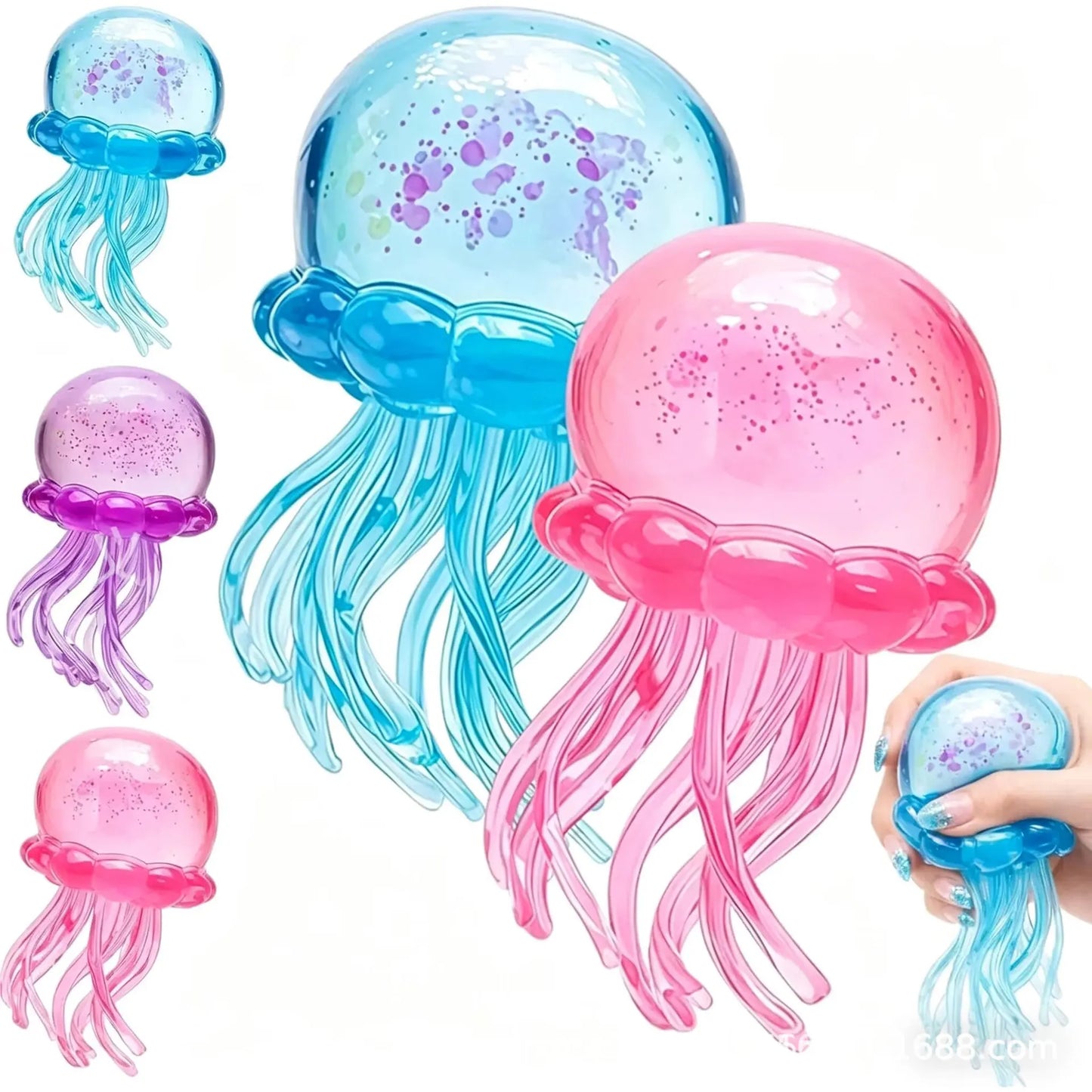 Schylling NeeDoh Complete Fidget Toy Super , Popsicle/Jellyfish/Ice Cube/Fuzz Ball Slow‑Rebound Squish Toys for Kids & Adults