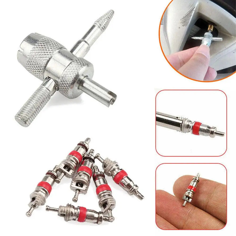 Automobile Tire Valve Core Wrench Set Four In One Valve Stem Repair, Installation And Removal Tool Cleaning Tool