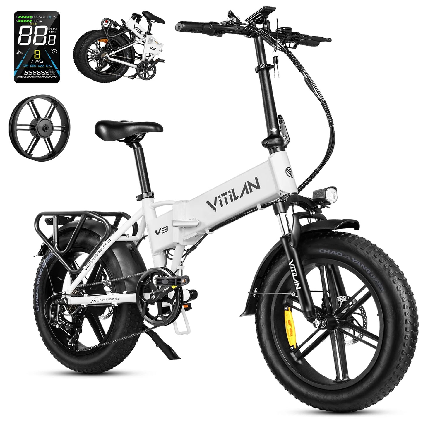 VITILAN V3 2.0 Electric-bicycle For Adults 750W Folding E-Mountain bike 48V13AH 20 inch Fat Tire Off Road Electric Bike