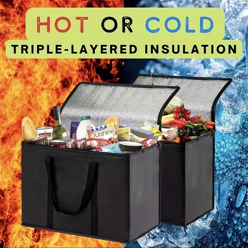 Reusable Insulated CoolerBag PremiumAluminum Foil Thermal Storage Bag Lightweight Portable ZipperLunch Bag for Camping Party Use