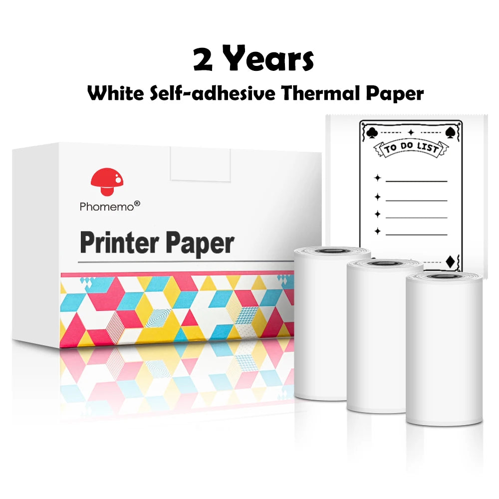 Phomemo T02 Mini Printer Portable Printer Thermal Printing Sticker Wireless Inkless Pocket Printer Self-adhesive Label Printer